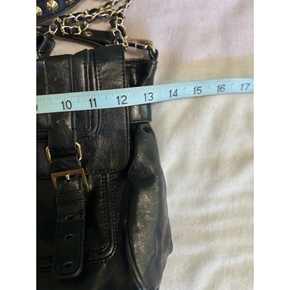 Nine West Black Shatchel Buckles Top Handle Remov. Straps Pockets Mag Close